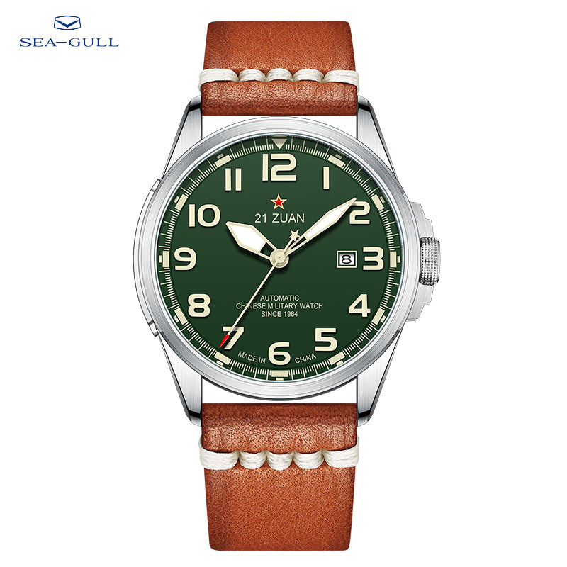 Seagull Military Automatic Mechanical For Fashion Retro Men belt Watch Calendar Luminous Male Wristwatch 581