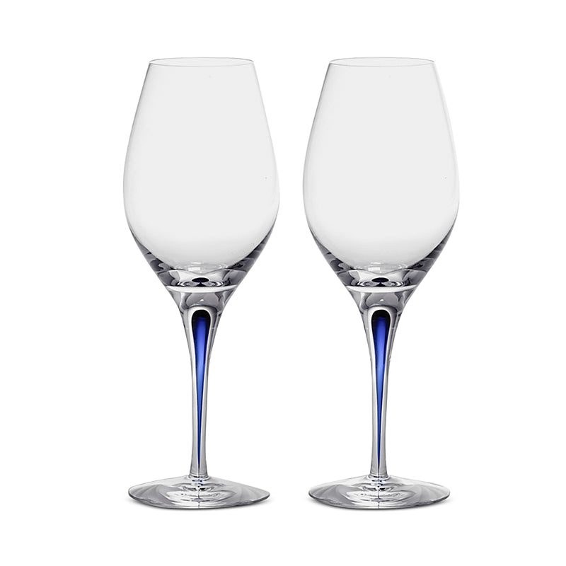 Orrefors Intermezzo Blue Wine Glass, Set of 2