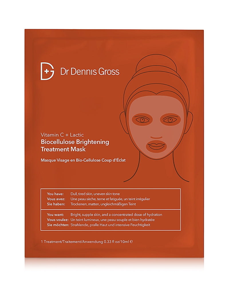 Dr. Dennis Gross Skincare Vitamin C + Lactic Biocellulose Brightening Treatment Mask (single)