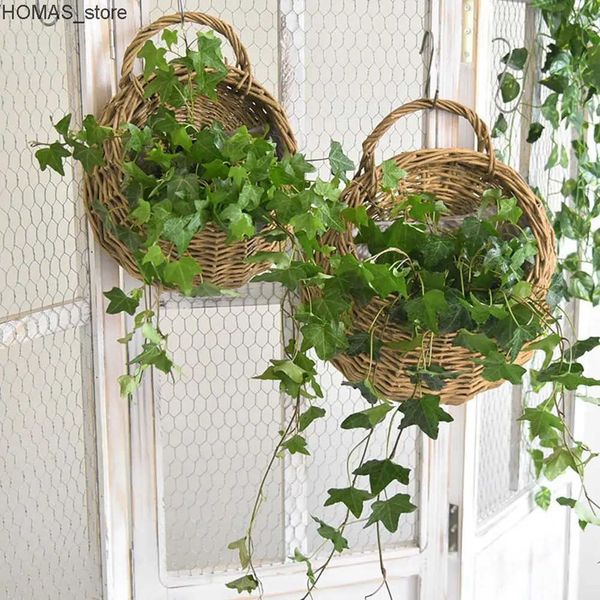 Planters Pots Hand Made er Rattan Flower Planter Wall Hanging er Rattam Basket Garden Vine Pot Plants Holder Garden Pots Wall Planter L24091