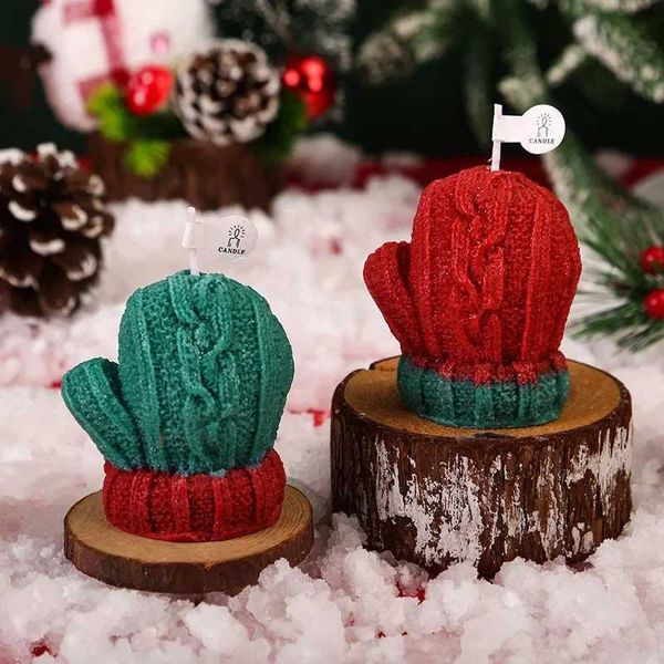 Hot Christmas Yarn Gloves Fragrance Candles Holiday Gifts Ins Photo Props DIY Creative Ornaments Decoration Happy New Year 2025C241224