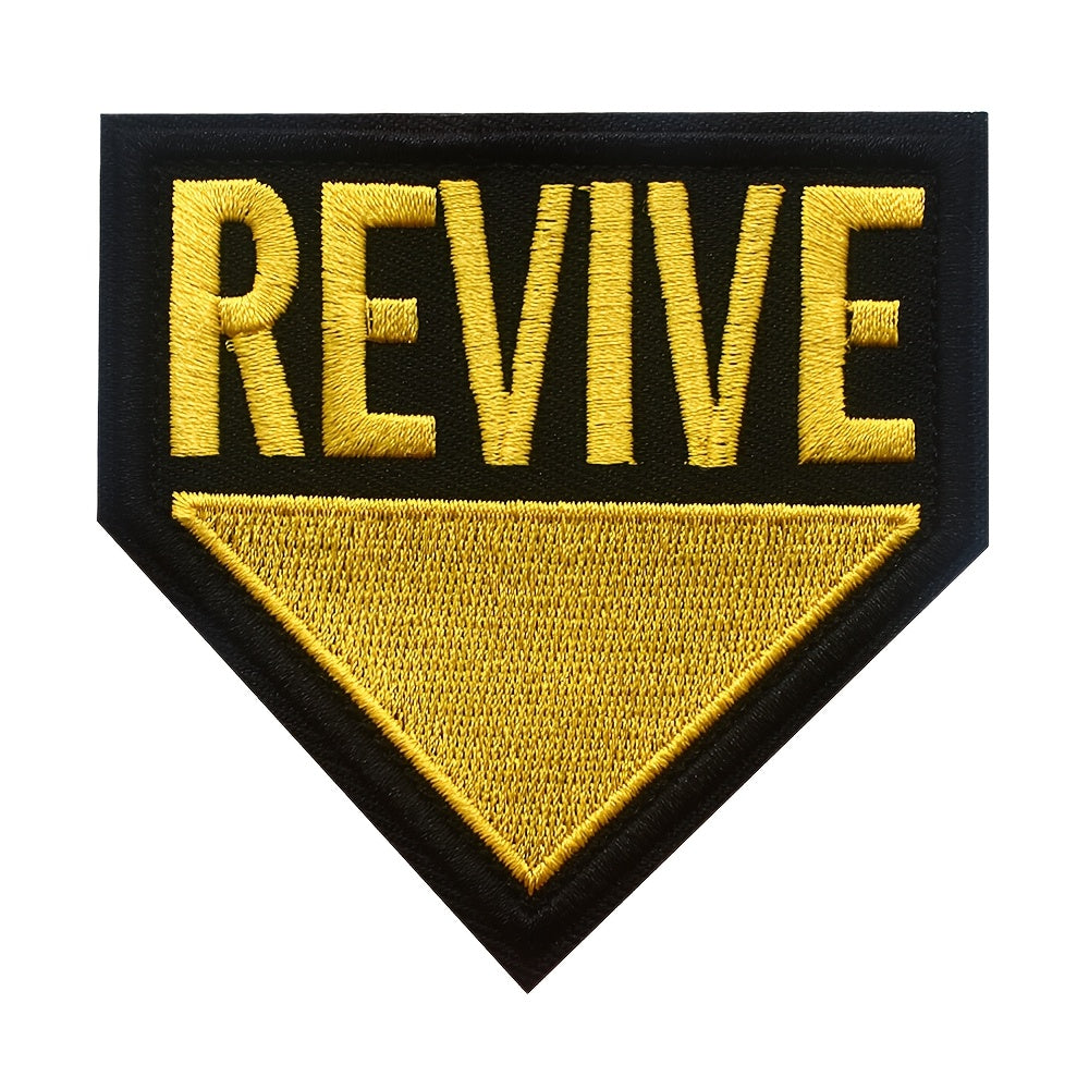 TEMU Hook & Loop Patch - Red & Golden On Black, Durable -backed Applique Badge For Backpacks, Dog Harnesses, Jackets, Hats, Helmets, Accessory