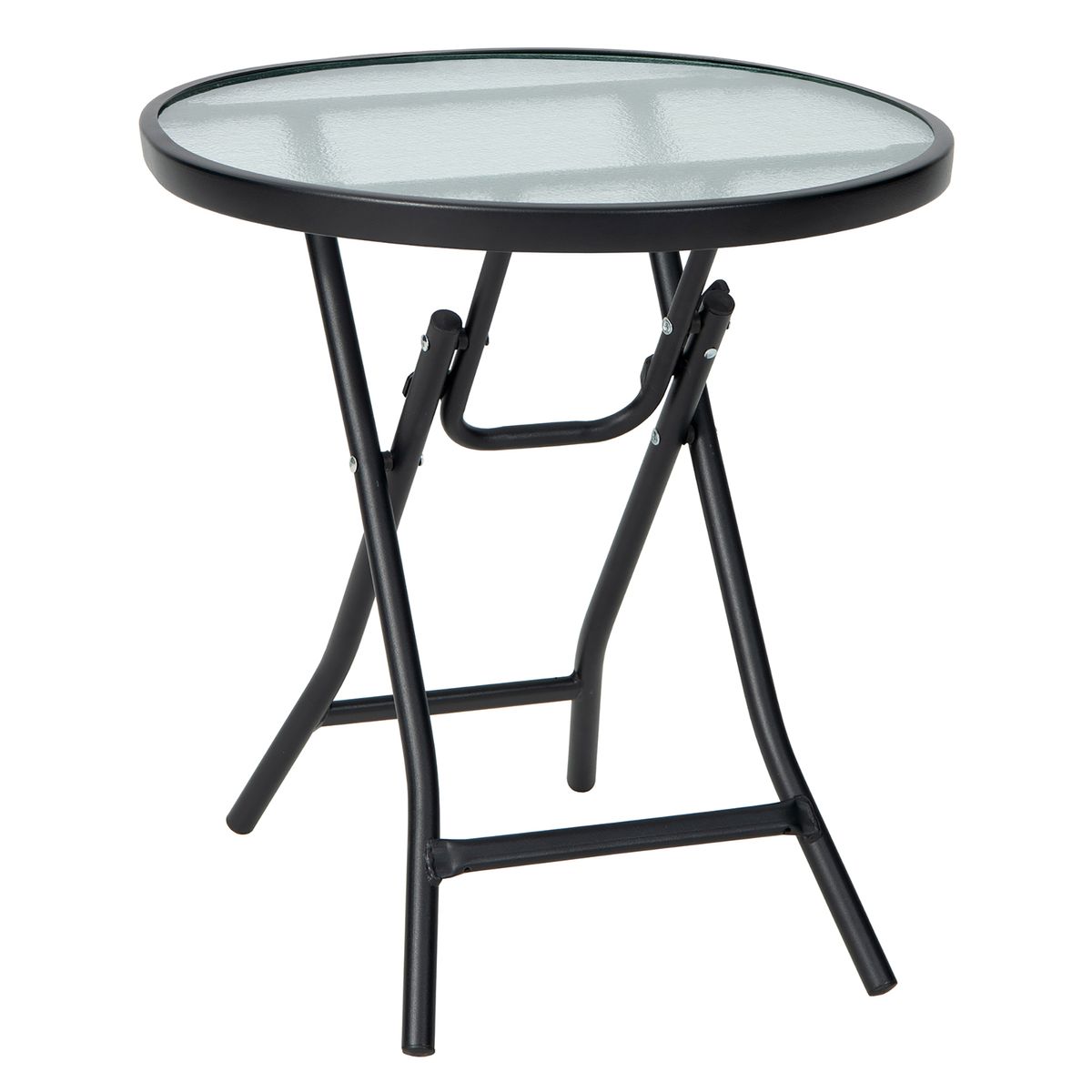 Patio Side Table with Tempered Glass Tabletop - Round