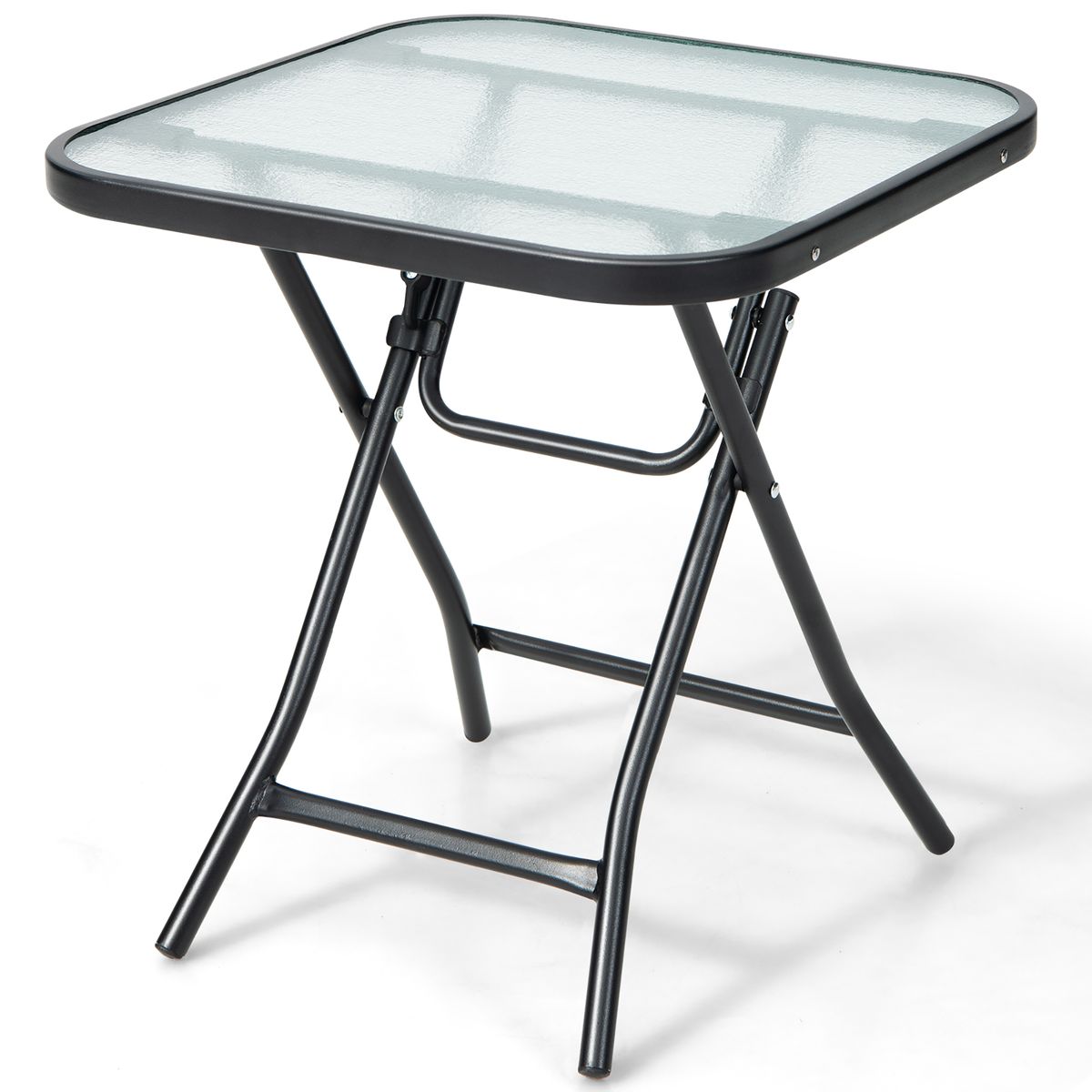 Patio Side Table with Tempered Glass Tabletop - Square