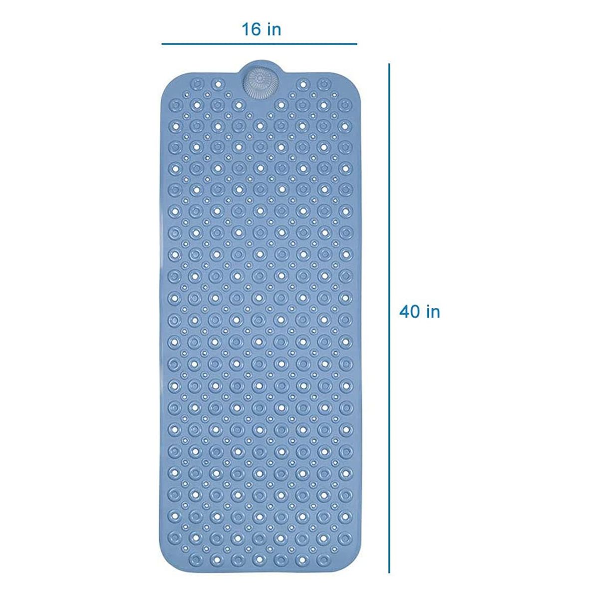Extra-Large Non-Slip Bath Mat with Suction Cups - Blue Drain Holes