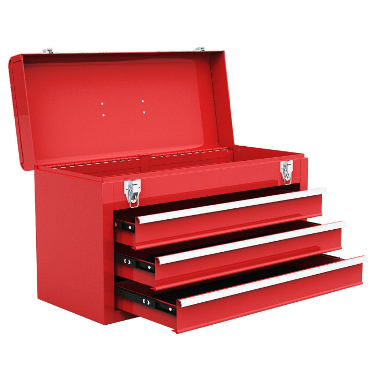 Portable 3-Drawer Tool Storage Box - Tool- Red