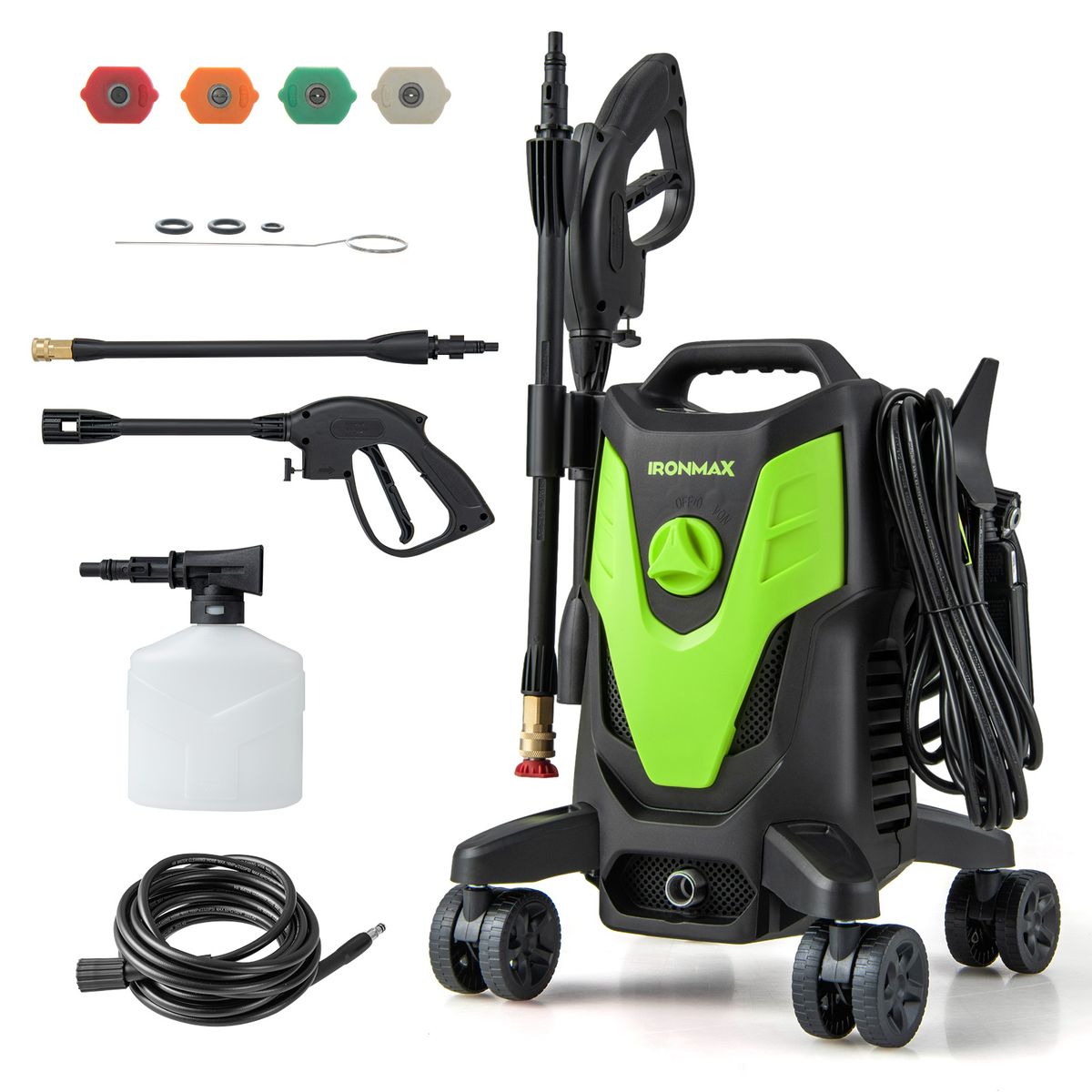 2400-PSI Electric Pressure Washer with 4 Universal Wheels - Pressure Washer -Green
