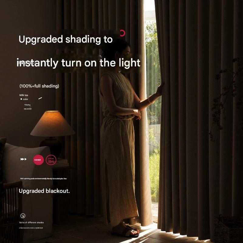 D313 Middle-aged style full blackout cotton and linen texture chenille curtains custom bedroom living room French Shaoxing curtain fabric wholesale