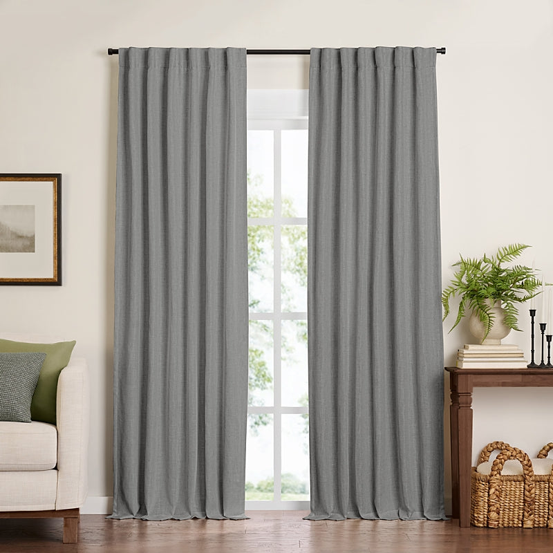 Elrene Home Fashions Harrow Solid Texture Blackout Window Curtain Panel, 52 x 95