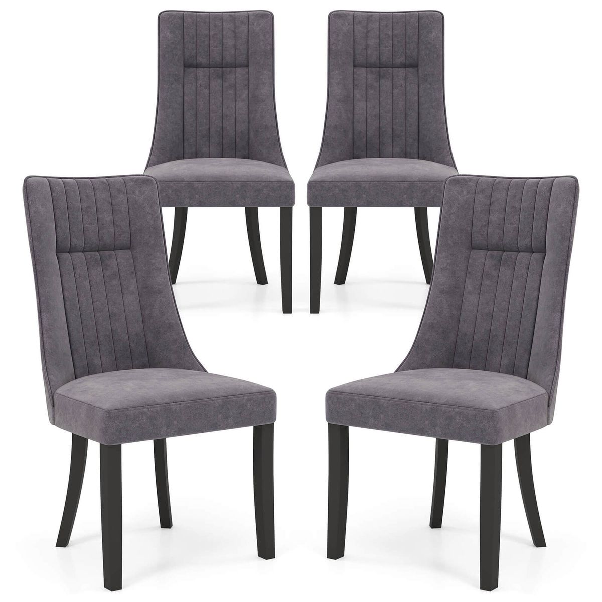 Channel Tufted Dining Chairs with High Backrest (Set of 2-4) - Dining Chairs Set of 4