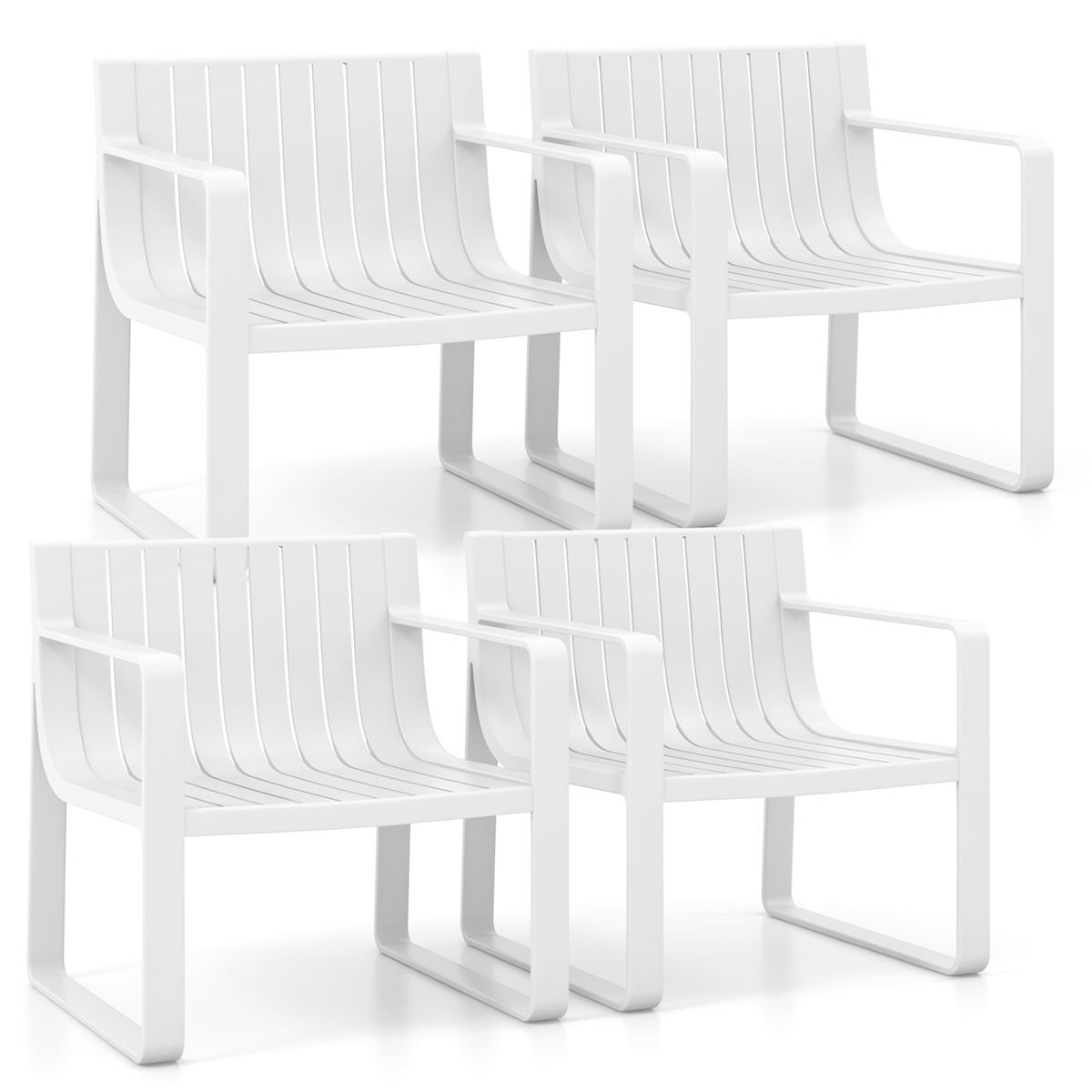 Plastic Outdoor Patio Armchairs (Set of 2 or 4) - White Patio Chairs Set-4