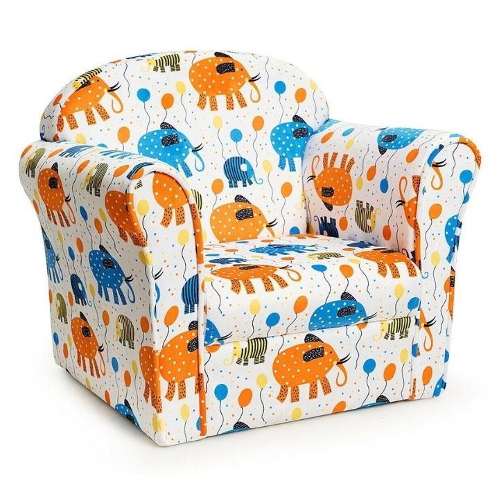Kids' Animal Print Upholstered Armchair - Elephant