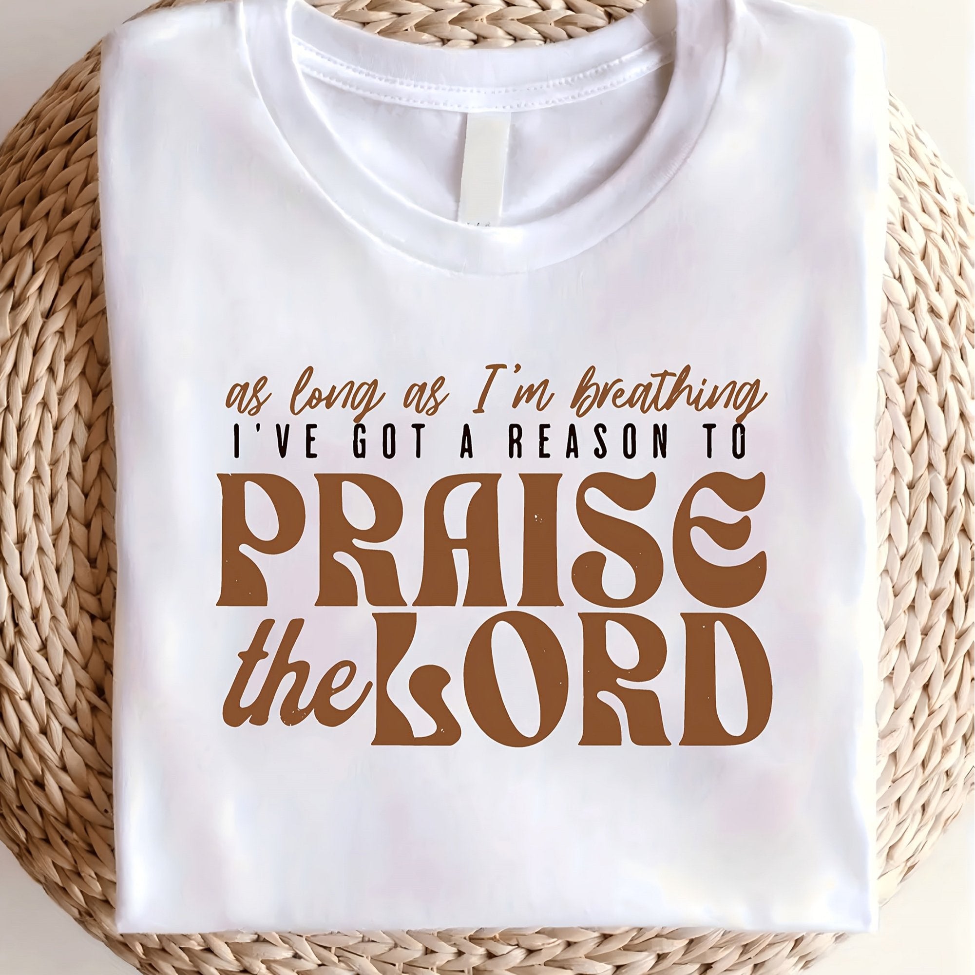 TEMU Women's Soft Christian T-shirt - Lightweight 180gsm Breathable Cotton Short Sleeve Round Neck Top With Inspirational "praise The " Print &