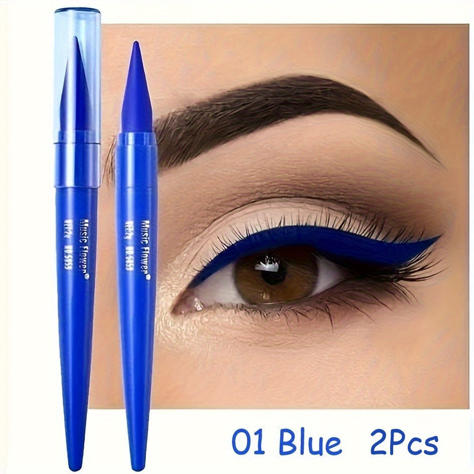 TEMU 2pcs Gel Eyeliner Pencils - Matte -blue Dual Tip Eyeliner Pens With & Gel Stick For Tattoo-style Liner, Everyday Makeup - Long-lasting, Easy To