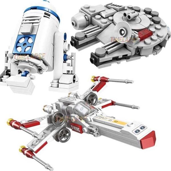 New starfighter aircraft squadron spacecraft mini R2 robot movie classic model building block set building block toy city W250102