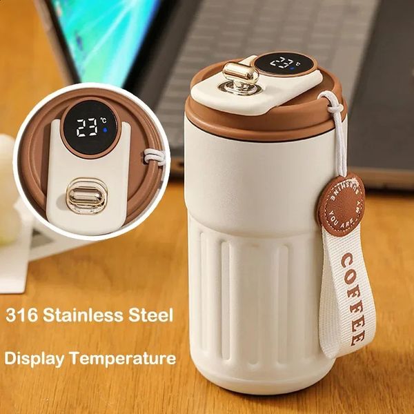 450ml water bottle intelligent display temperature 316 stainless steel vacuum cup office coffee cup business portable cup 240923