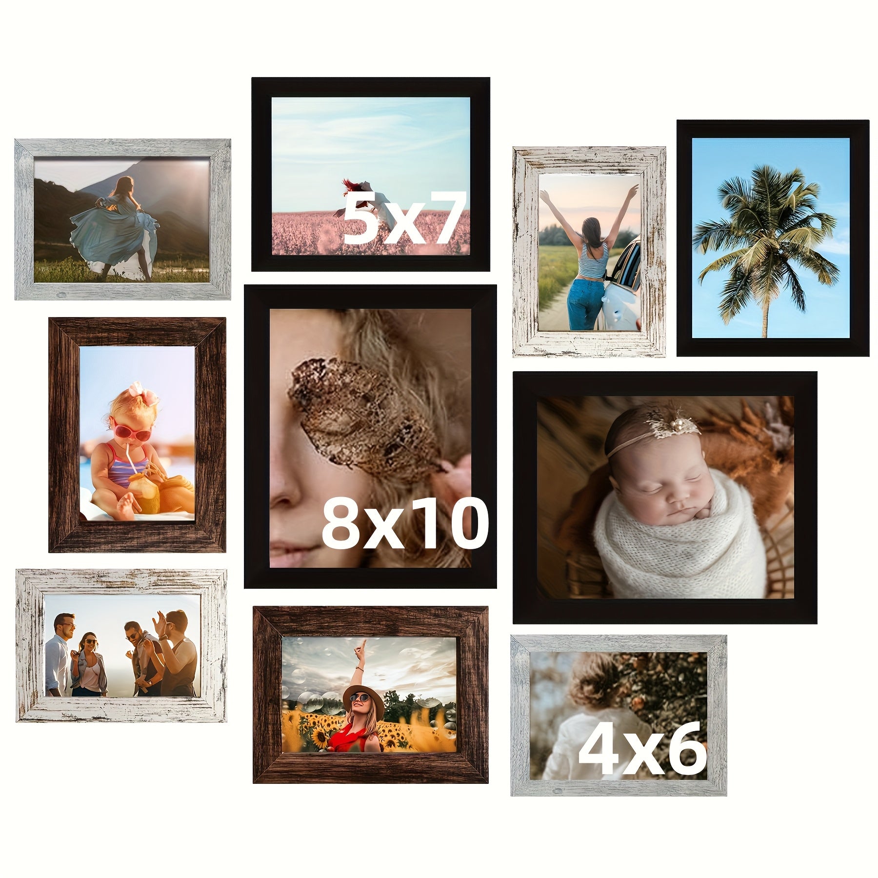 TEMU Photo Frame, Black-brown Photo Frame Set, Multi-sheet Collage Wall Decoration, Suitable For Wall Hanging Or Desktop Display, Decor And Gift