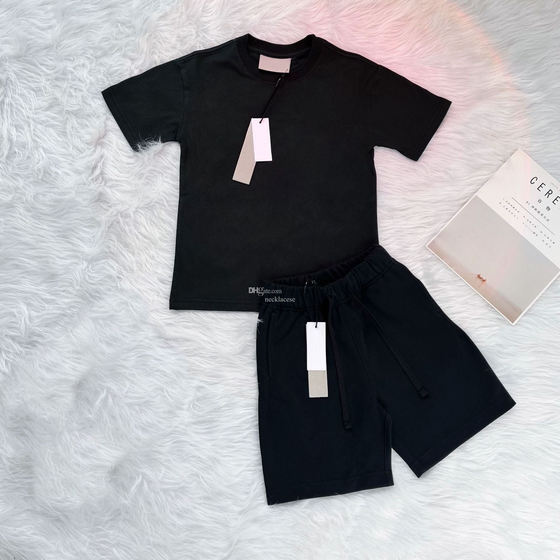 K425 kids clothes designer sets boys casual baby tracksuits kid girls toddlers t-shirts & shorts infants pullover childrens pants black tshirts