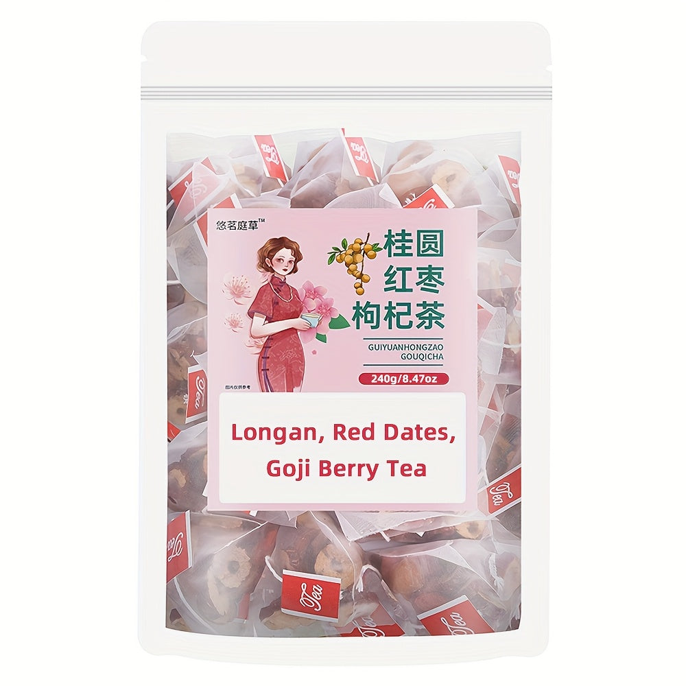 TEMU 30 Pack (8g Each) Longan Red Dates Goji Berry Tea - Fruit & Flower, Traditional Chinese Medicine Herbal Supplement, 240g-8.47oz Bulk Tea Bags,
