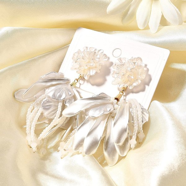 Boucles d'oreilles pendantes en alliage et 925 en argent sterling et acrylique