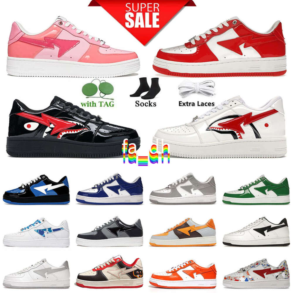 Sta Stask8 Designer Casual Shoes Sk8 Low Men Women Patent Leather Black White Abc Camo Camouflage Skateboarding Sports Ly Sneakers Trainers Outdoor