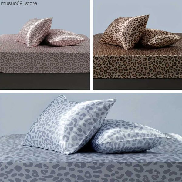 Bedding sets 3-Piece Luxurious Leopard Print Silky Satin Sheet Set - Ultra-Soft Smooth Bedding for Blissful Sleep - Ideal for Home L240910