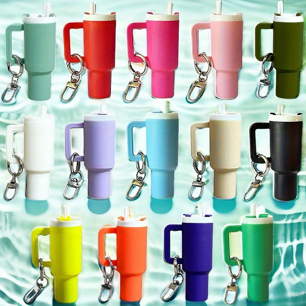 TEMU 14pcs Mini Tumbler Cup Keychain Chapstick Holder, Water Bottle Keychain, Lipstick Holder, Pill And Coin Storage Box, Perfect Diy Gift
