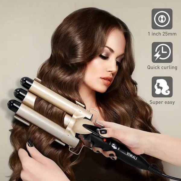 Hair Curlers Straighteners 1 chicken roll stick immediate nozzle three tube curling machine small wave large H250112
