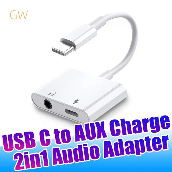 USB 3.5mm Headphone and Charger Adapter 2 in 1 Type C to Aux Audio Jack PD 60W Fast Charging for Stereo Earbuds Compatible with iPhone 15 Pr
