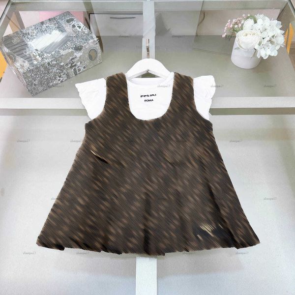 Top girls dress Embroidery logo summer t-shirt set baby skirt set kids designer clothes Short-sleeved and Letter printing Slip dress