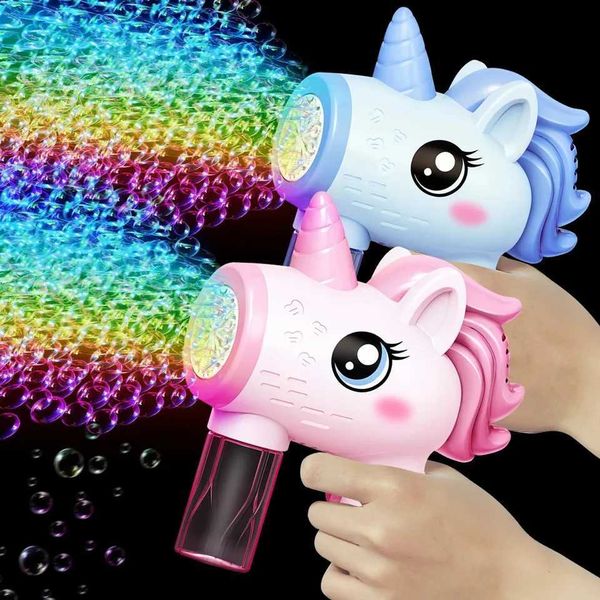 Novelty Games Electric bubble gun luminous bubble machine automatic soap and hair dryer with outdoor party childrens games childrens gifts a