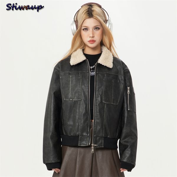 winter coats woman 2024 new in outerwears jackets for women offers Female outer Faux fur coat Women&#039;s motorcycle leather jacket