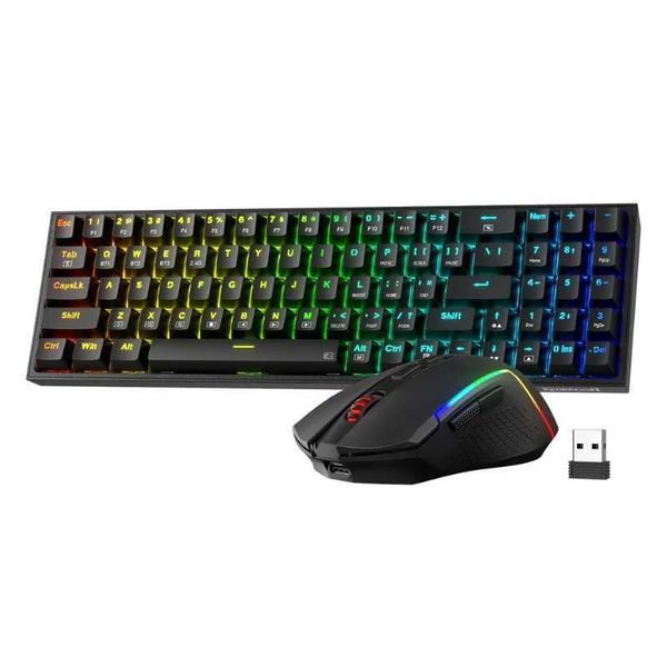 Keyboards Redragon BS136 Gaming Keyboard Mouse Combo 75% K628 Tri-Mode Wireless RGB Mechanical Keyboard and 7200 DPI Gamer Mouse Bundle H241