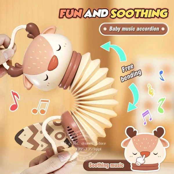 Cartoon Deer Accordion Baby Music Toys Early Education Instrument Electronic Vocal Toy Kids Educational Soothe Toy Children GiftC250107