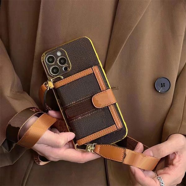 Designer Cell Phone Cases for iPhone 15 15Pro 14 14pro 14plus 13 13pro 12 12pro 11 pro max Leather Handbag Case Card Holder Luxury Cellphone