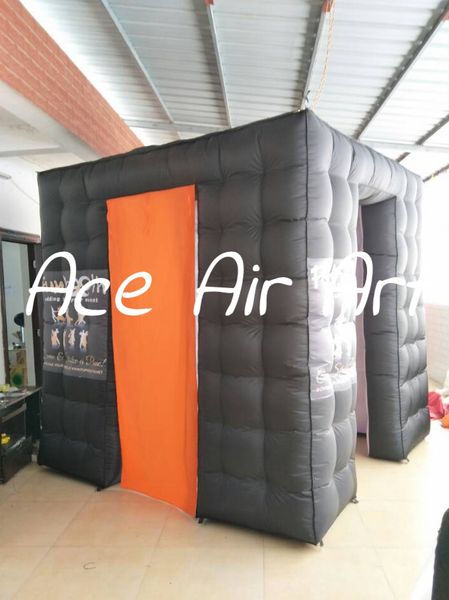 Advertising Black Inflatable Photo Booth Cube Tent Photo Cabin With