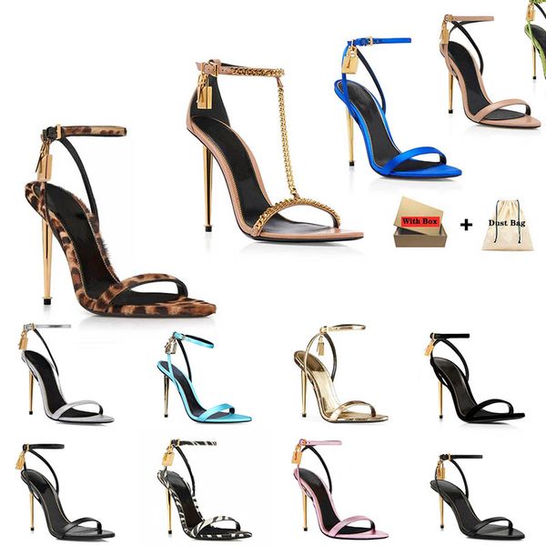 2024 New Fashion women sandals high heels stiletto designer Luxury Slides Pumps Ankle Strap Leather Rubber Loafers Padlock Wedding dress sho