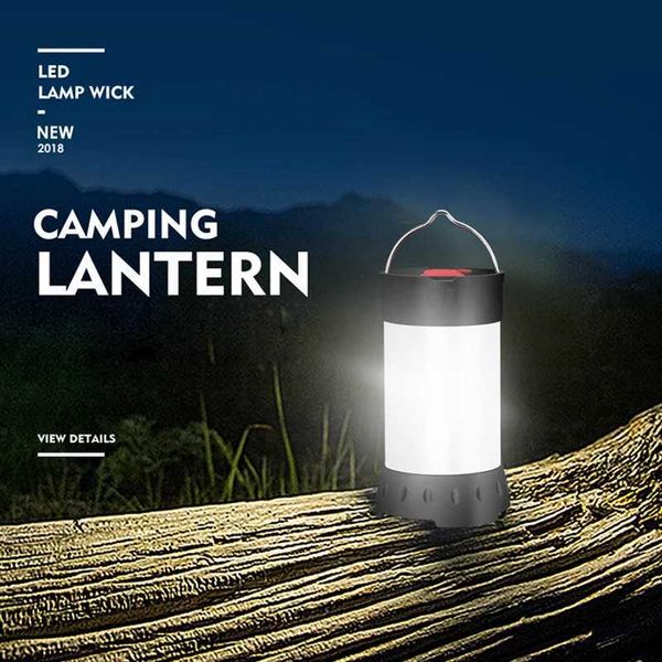 Magnetic Portable White Red Camping Lantern 5 Level Brightness Hanging Tent usb rechargeable Emergency Flashlight+18650 BatteryLX241113