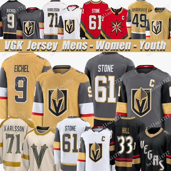 61 Mark Stone 9 Jack Eichel vegas hockey jersey Alex Pietrangelo William Karlsson Jonathan Marchessault Logan Thompson Tomas Hertl Adin Hill