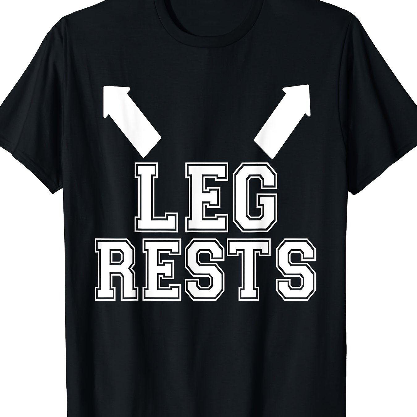 TEMU Men's "leg Rests" Funny Novelty T-shirt - 100% Cotton, Short Sleeve, Crew Neck, Black With White Text, Casual Humor Tee For Casual Attire