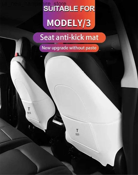 Floor Mats Carpets 2pcs Car Seat Back Protectors Storage Pockets For Tesla ModelY Model3 artificial leather Anti-kick mat Interior Accessori