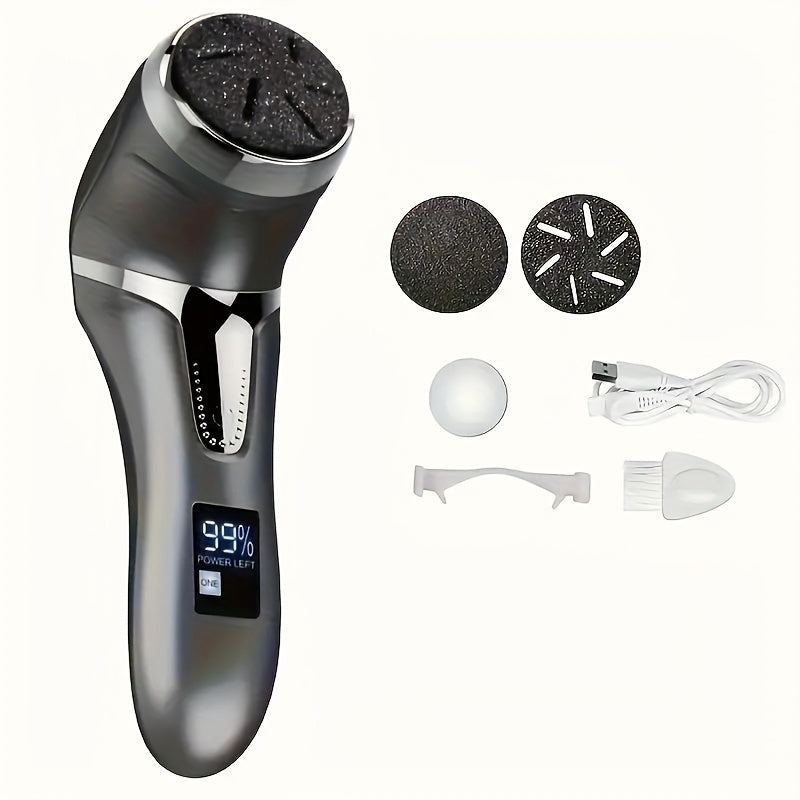 TEMU Rechargeable Electric Callus Remover With Built-in Dander Vacuum Cleaner - Professional Foot Care Kit, With Lcd Display, 2 , Multiple Heads For