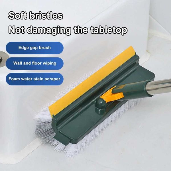 Floor Scrub Brush 3 in 1 Long Handle Removable Adjustable Wiper Broom Tools Tile Magic Squeegee Cleaning Kitchen Bathroom Brush Y240902