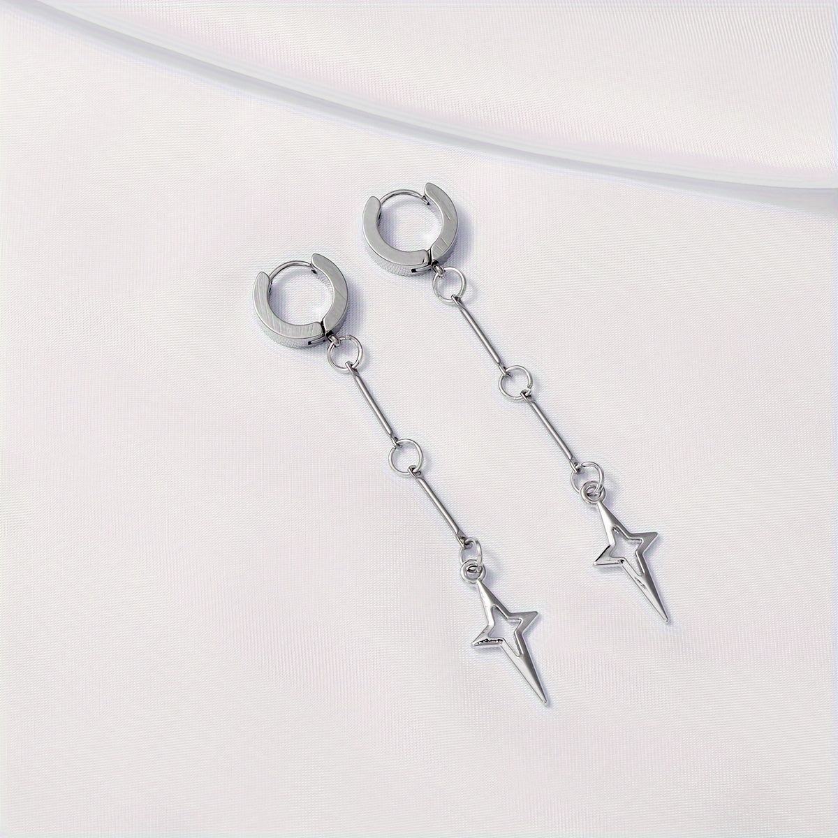 TEMU Bohemian Creative Earrings With Long Hollow Star Pendants, Suitable For Daily Wear Or Evening Parties, A Stylish Accessory For Any Occasion.