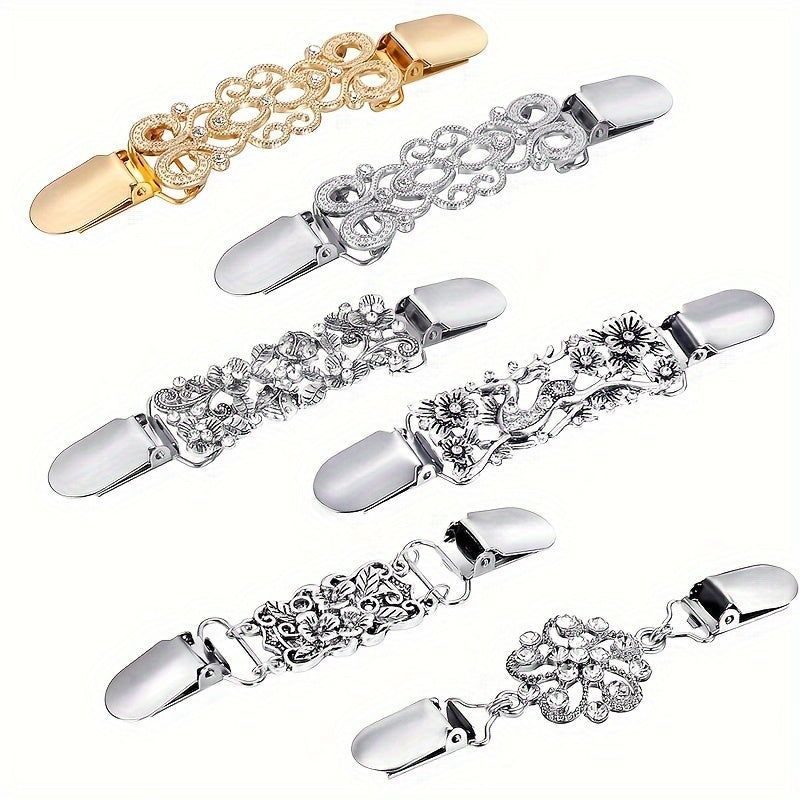 TEMU 6 Pieces Of Vintage Dress Strap Shirt Clip Sweater Cardigan Shawl Clip Women And Girls Brooch Clip