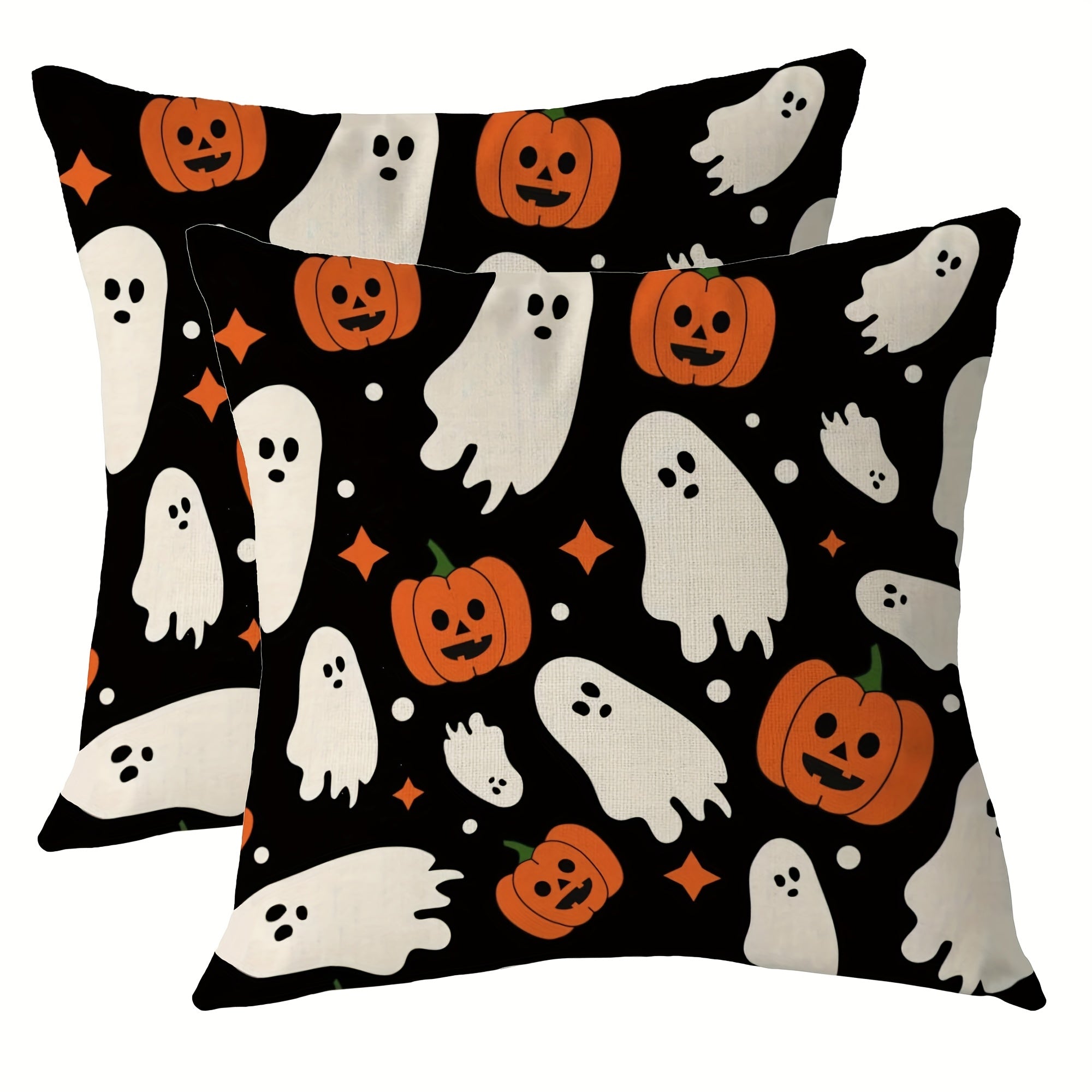 TEMU 2pcs Halloween Pillowcase Decoration, 18x18 Inch Autumn Pumpkin Star Decoration Pillow Cover For Indoor And Outdoor Home Decoration, Halloween