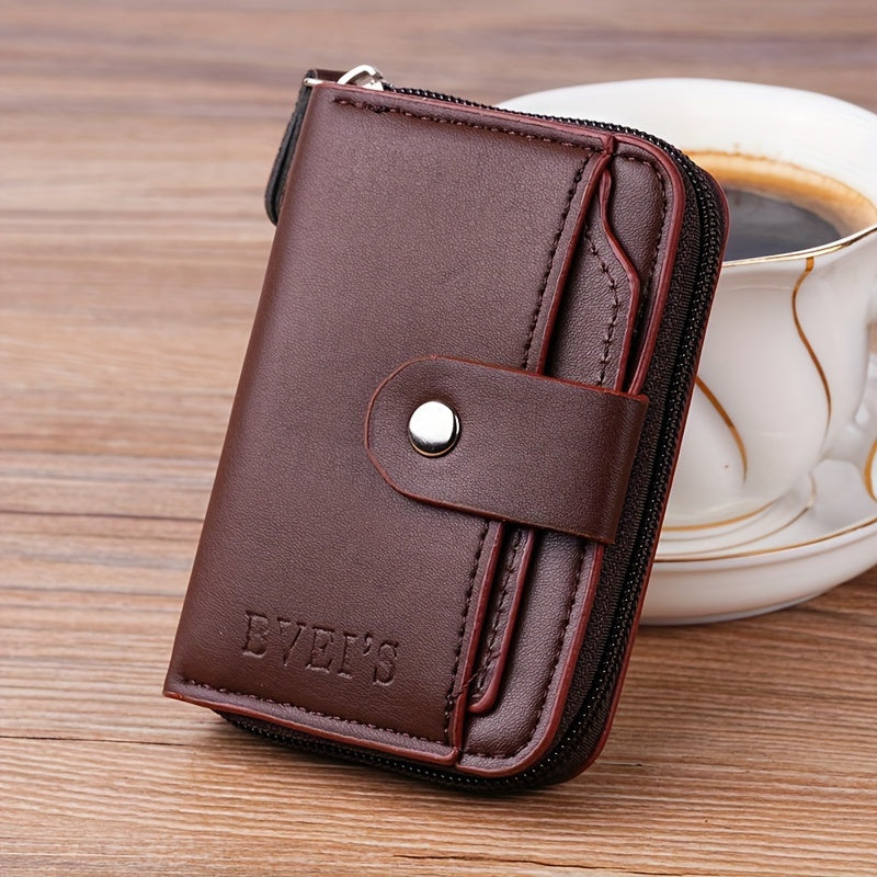 TEMU Street Style Pu Credit Card Holder With Detachable Card Slots And Coin Pocket - Black