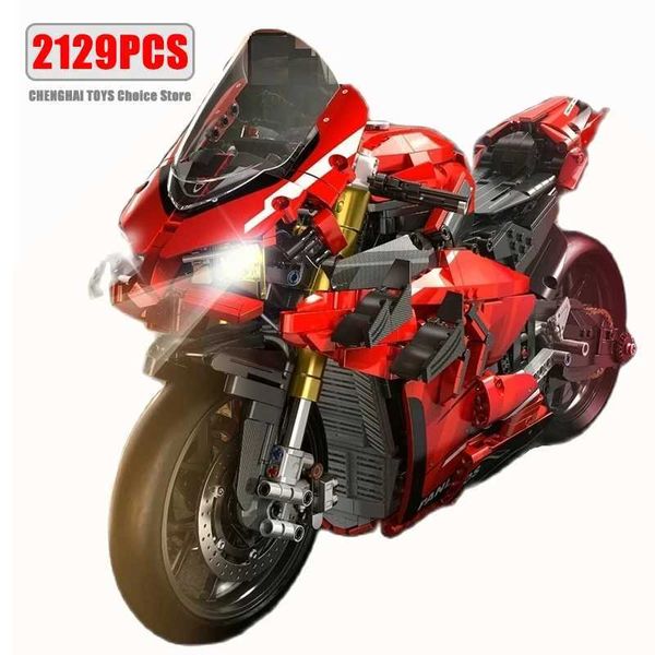 672101 2129pcs City Tech Motorcycle Car Model Building Blocks MOC Racing V4S Motobike Vehicles Bricks Toys For Children GiftsC250212