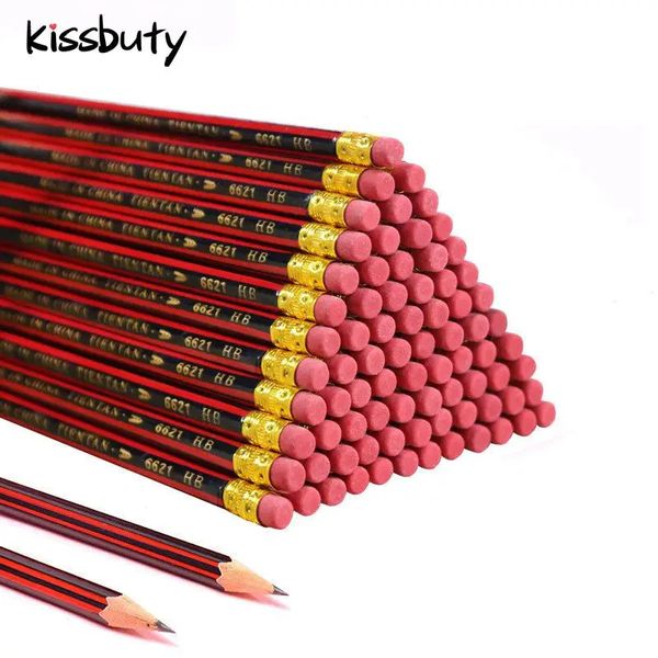 Pencils 30-50-100Pcs -Lot Sketch Pencil Wooden Lead Pencils HB Pencil With Eraser Children Drawing Pencil School Writing Stationery 231212
