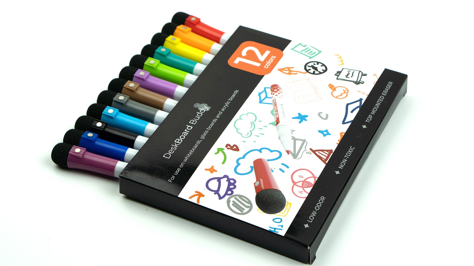 DeskBoard Buddy 12 Pack Dry Erase Markers For White DeskBoard Buddy